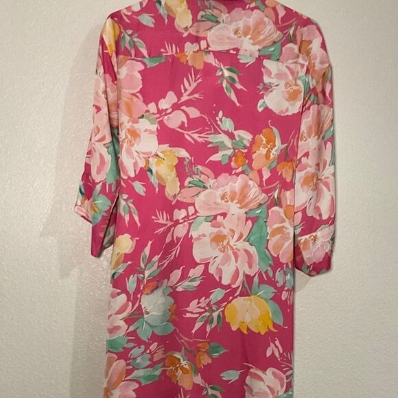 ZARA Pink Floral Printed Satin/Sarin Effect Floral‎ Kimono Dress NWT - XS - Picture 5 of 7